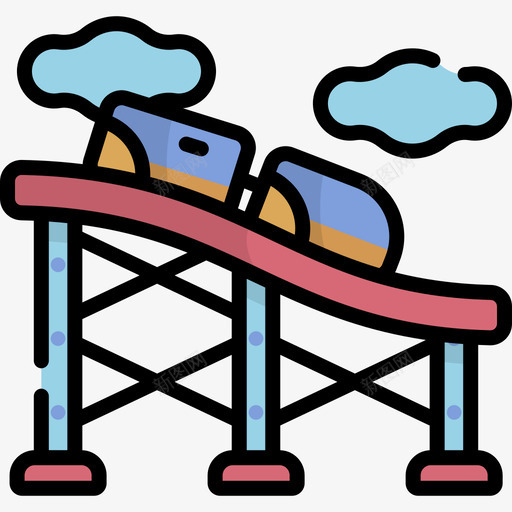 过山车游乐园8线性颜色图标svg_新图网 https://ixintu.com 游乐园8 线性颜色 过山车