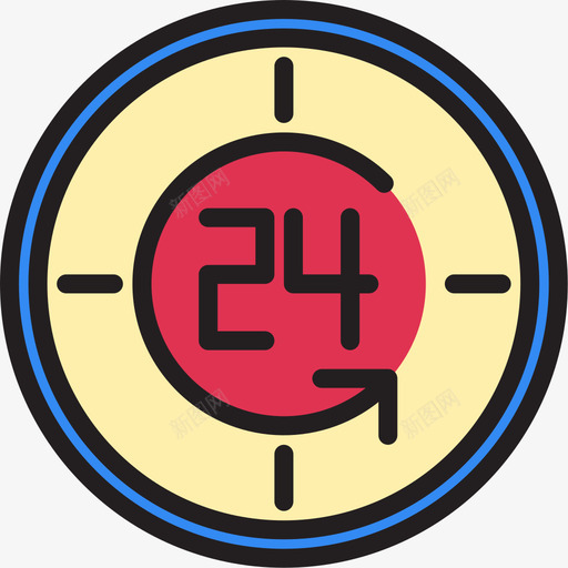 24小时营销34线性颜色图标svg_新图网 https://ixintu.com 24小时 线性颜色 营销34