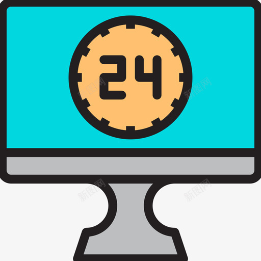 24小时电脑显示线性彩色图标svg_新图网 https://ixintu.com 24小时 电脑显示 线性彩色