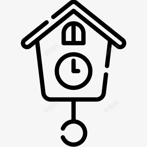 布谷鸟钟家庭和生活12线性图标svg_新图网 https://ixintu.com 家庭和生活12 布谷鸟钟 线性