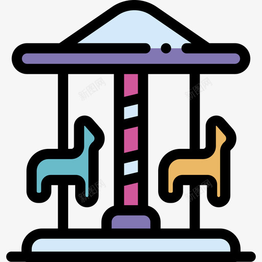 旋转木马游乐园24线性颜色图标svg_新图网 https://ixintu.com 旋转木马 游乐园24 线性颜色