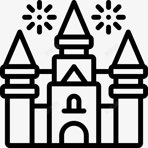 城堡主题公园5线性图标svg_新图网 https://ixintu.com 主题公园5 城堡 线性