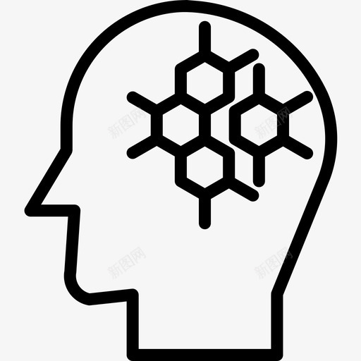 细胞人脑25线性图标svg_新图网 https://ixintu.com 人脑25 线性 细胞
