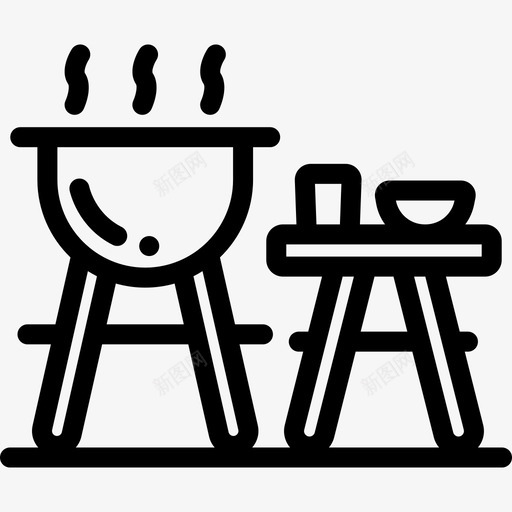 烧烤野营54线性图标svg_新图网 https://ixintu.com 烧烤 线性 野营54