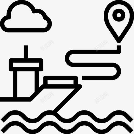 波浪gps导航5线性图标svg_新图网 https://ixintu.com gps导航5 波浪 线性