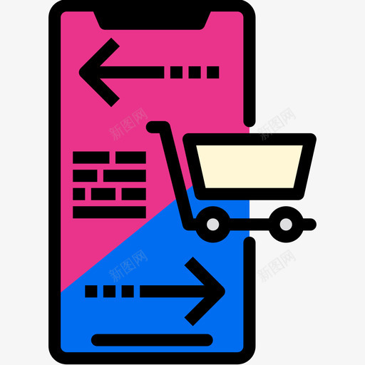 购物车智能手机线性颜色图标svg_新图网 https://ixintu.com 智能手机 线性颜色 购物车
