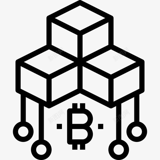 比特币区块链5线性图标svg_新图网 https://ixintu.com 区块链5 比特币 线性