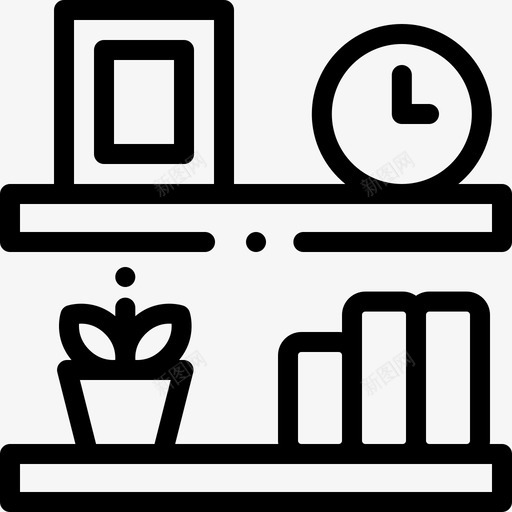 书架家装10线性图标svg_新图网 https://ixintu.com 书架 家装10 线性