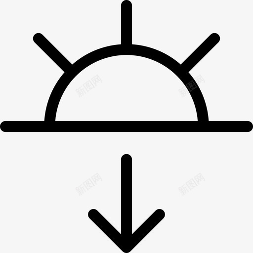 日落118号天气直线型图标svg_新图网 https://ixintu.com 118号天气 日落 直线型