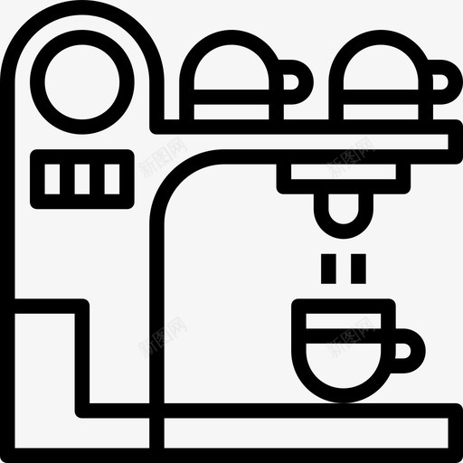 咖啡机厨房工具16线性图标svg_新图网 https://ixintu.com 厨房工具16 咖啡机 线性