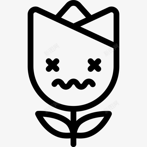 死亡表情情绪图标svg_新图网 https://ixintu.com 情绪 感觉 死亡 花 表情 郁金香 郁金香表情线