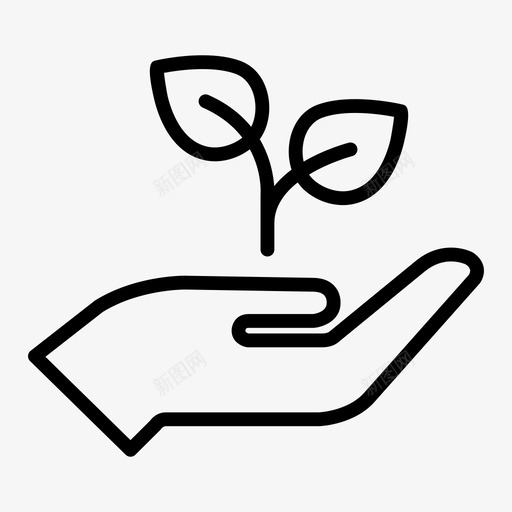 手健康叶子图标svg_新图网 https://ixintu.com 健康 叶子 安全 手 树叶