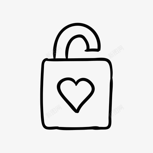 爱情挂锁解锁手绘情人节图标svg_新图网 https://ixintu.com 手绘情人节图标 爱情挂锁 解锁