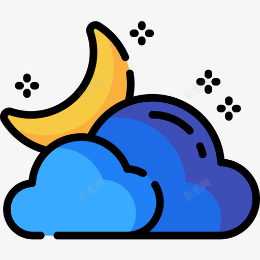 夜晚157号天气线性颜色图标svg_新图网 https://ixintu.com 157号天气 夜晚 线性颜色