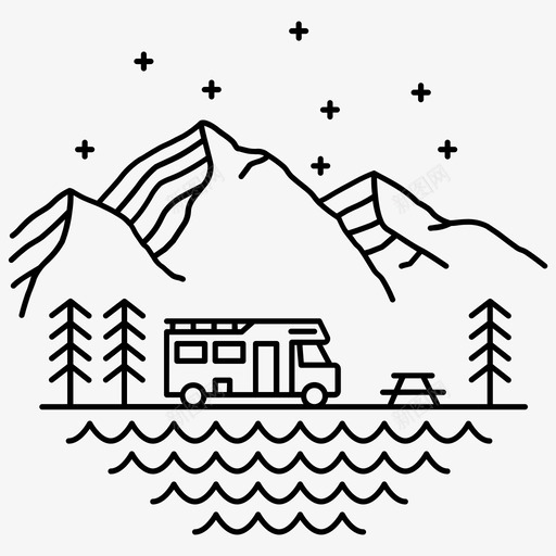 野营车山野营车风景图标svg_新图网 https://ixintu.com 户外 自然 野营车 野营车山 风景