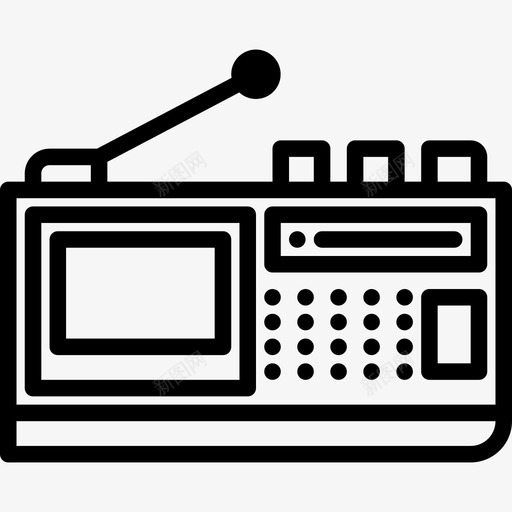 收音机复古小工具4线性图标svg_新图网 https://ixintu.com 复古小工具4 收音机 线性