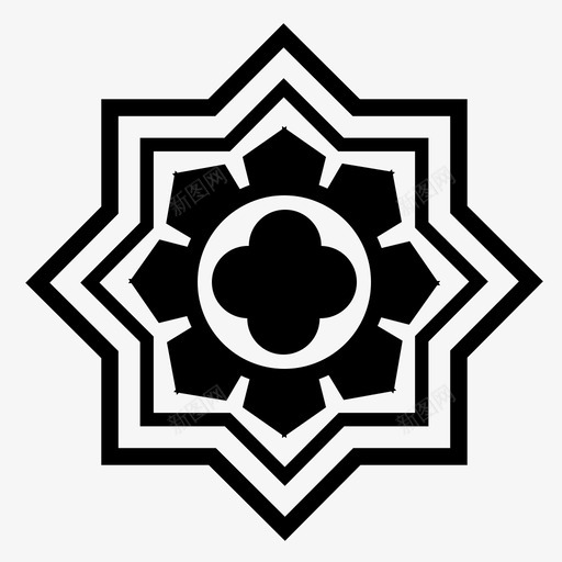 八角曼陀罗抽象花图标svg_新图网 https://ixintu.com 八角曼陀罗 抽象 花 轮廓