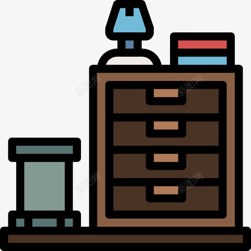 床头柜家具75线性颜色图标svg_新图网 https://ixintu.com 家具75 床头柜 线性颜色