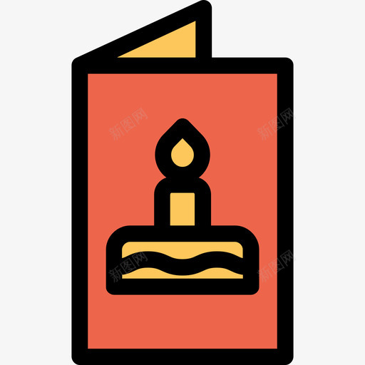生日请柬庆典和派对直线颜色橙色图标svg_新图网 https://ixintu.com 庆典和派对 生日请柬 直线颜色橙色