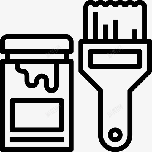 建筑施工用线性油漆刷图标svg_新图网 https://ixintu.com 建筑施工用线性油漆刷