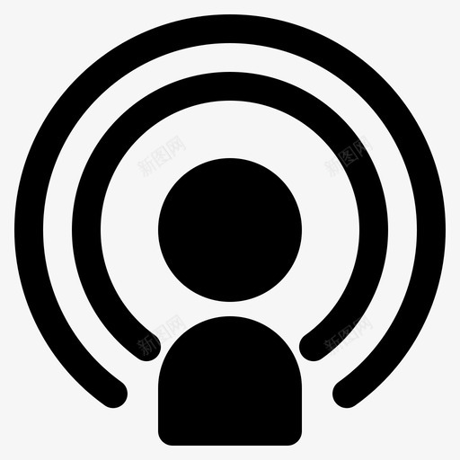 播客收音机信号图标svg_新图网 https://ixintu.com 信号 播客 收音机 无线电符号 电台 电波