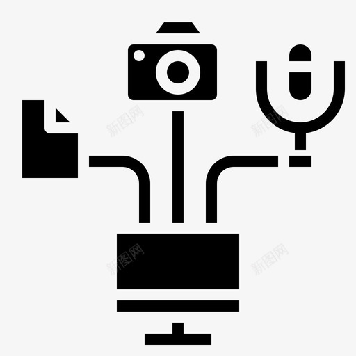 多媒体计算机连接图标svg_新图网 https://ixintu.com 多媒体 多媒体实体 文件 计算机 设备 连接