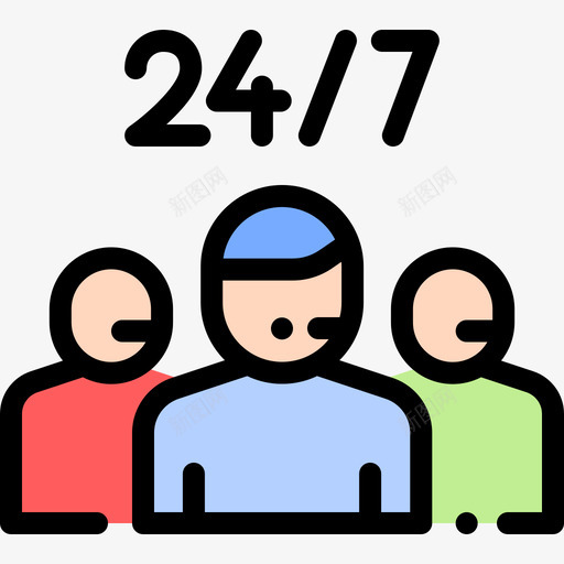24小时呼叫中心5线性颜色图标svg_新图网 https://ixintu.com 24小时 呼叫中心5 线性颜色