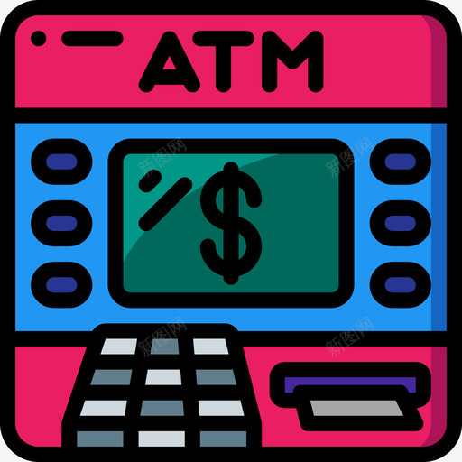 Atm城市生活5线性彩色图标svg_新图网 https://ixintu.com Atm 城市生活5 线性彩色