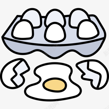 鸡蛋面包店63彩色图标图标