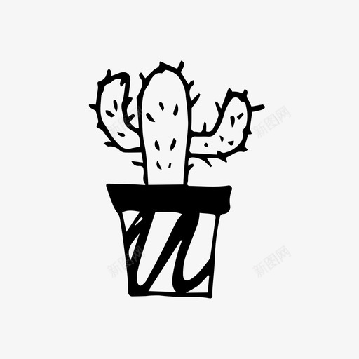 仙人掌室内植物素描图标svg_新图网 https://ixintu.com 仙人掌 室内植物 植物 素描