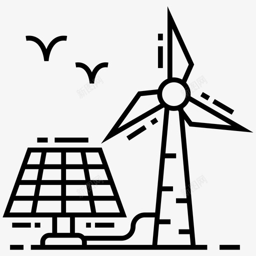 风能清洁能源绿色能源图标svg_新图网 https://ixintu.com 可持续能源 太阳能 清洁能源 环境和生态线图标 绿色能源 风能