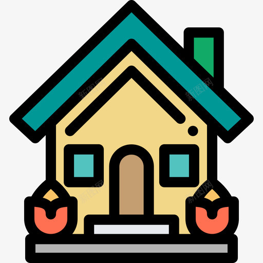 住宅温室4线性颜色图标svg_新图网 https://ixintu.com 住宅 温室4 线性颜色