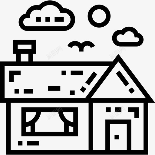 房子5号村直线型图标svg_新图网 https://ixintu.com 5号村 房子 直线型