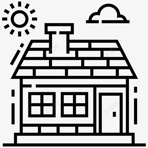 农舍谷仓小屋图标svg_新图网 https://ixintu.com 农舍 小屋 村庄 环境和生态线图标 谷仓