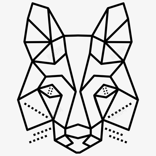 聚动物头狐狸几何图标svg_新图网 https://ixintu.com 三角形 几何 几何图形狐狸 多边形纹身 狐狸 狼 聚动物头