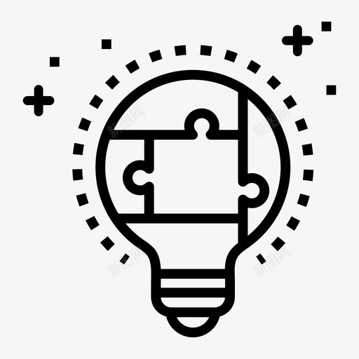 思考创意想法图标svg_新图网 https://ixintu.com 创意 思考 想法 拼图 灯泡