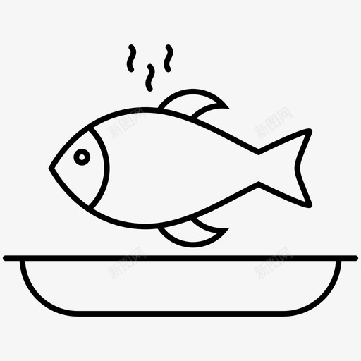 鱼菜热图标svg_新图网 https://ixintu.com 快餐线图标 海鲜 热 盘子 菜 鱼