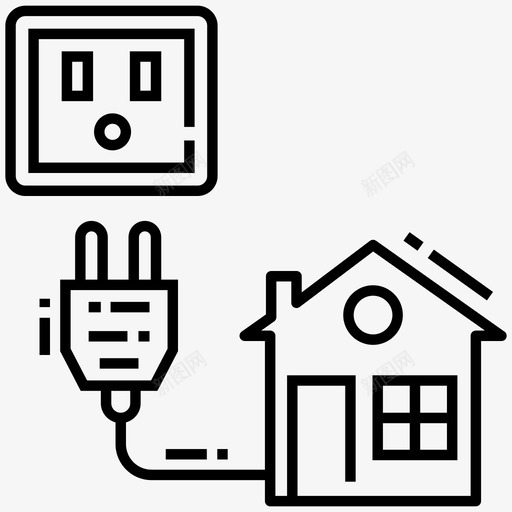 家用电生态住宅节能图标svg_新图网 https://ixintu.com 家用电 环境和生态线图标 生态住宅 电能 能源屋 节能