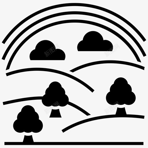 彩虹景观地形自然美景图标svg_新图网 https://ixintu.com 地形 彩虹景观 景观 村庄 自然景观雕文图标包 自然美景