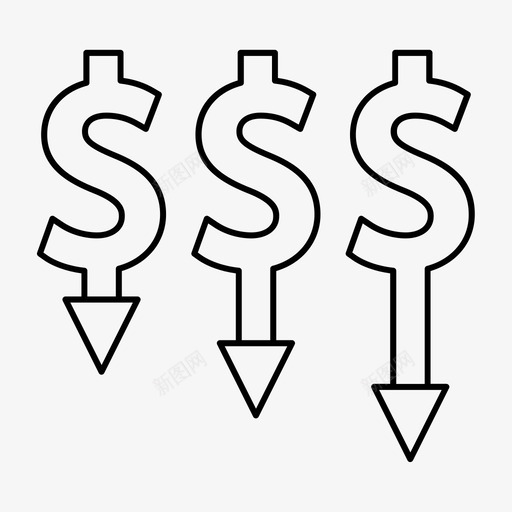 金钱损失成本下降图图标svg_新图网 https://ixintu.com 下降 下降图 低 办公室瘦图标 成本 损失图表 金钱损失
