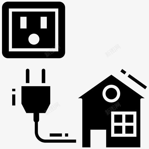 家用电生态友好型住宅节能图标svg_新图网 https://ixintu.com 家用电 环境相关雕文图标 生态友好型住宅 电能 能源屋 节能