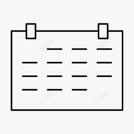 日历议程日图标svg_新图网 https://ixintu.com 业务瘦图标 周 年 日 日历 议程