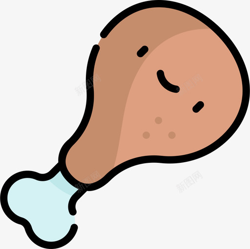 火鸡腿火鸡肉线形颜色图标svg_新图网 https://ixintu.com 火鸡肉 火鸡腿 线形颜色