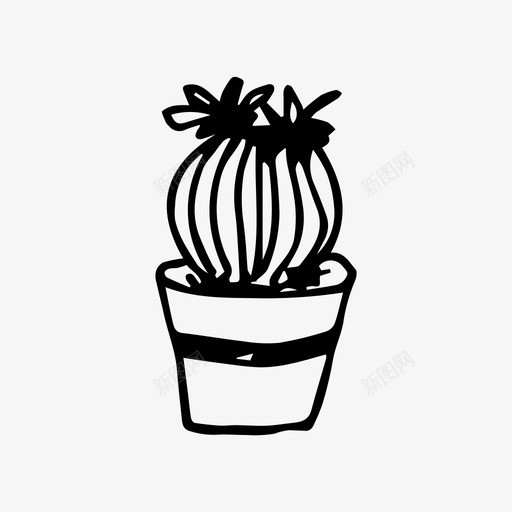 仙人掌室内植物素描图标svg_新图网 https://ixintu.com 仙人掌 室内植物 植物 素描