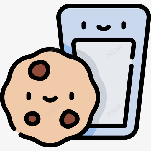饼干和牛奶圣诞128线性颜色图标svg_新图网 https://ixintu.com 圣诞128 线性颜色 饼干和牛奶