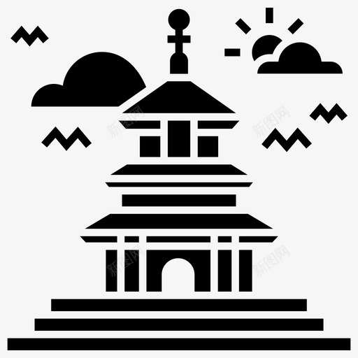 天塔建筑天坛图标svg_新图网 https://ixintu.com 中国地标 中国天堂北京 天坛 天塔 建筑 旅游符号矢量图标