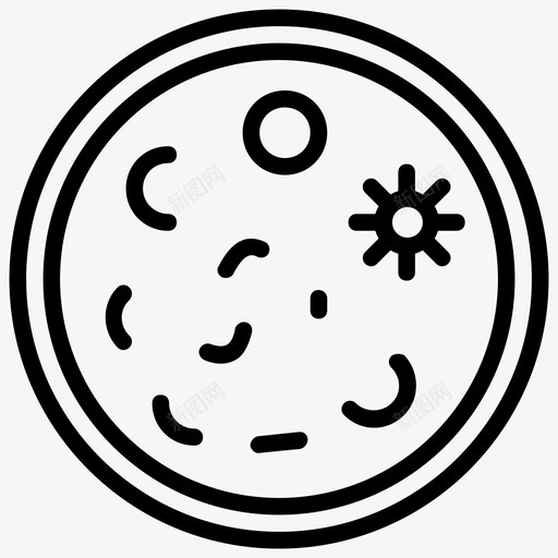 细菌真菌微生物图标svg_新图网 https://ixintu.com 化学和生物化学线图标 原生动物 微生物 病毒 皮氏培养皿 真菌 细菌