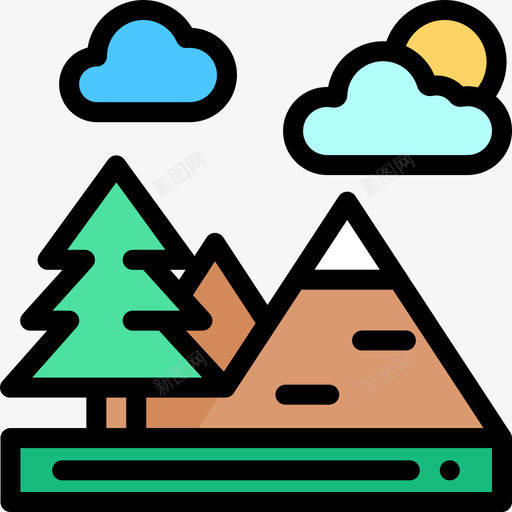 山风景46线性颜色图标svg_新图网 https://ixintu.com 山 线性颜色 风景46