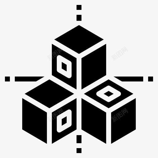 三维模型尺寸对象图标svg_新图网 https://ixintu.com 三维模型 创意设计黑色 对象 尺寸 打印