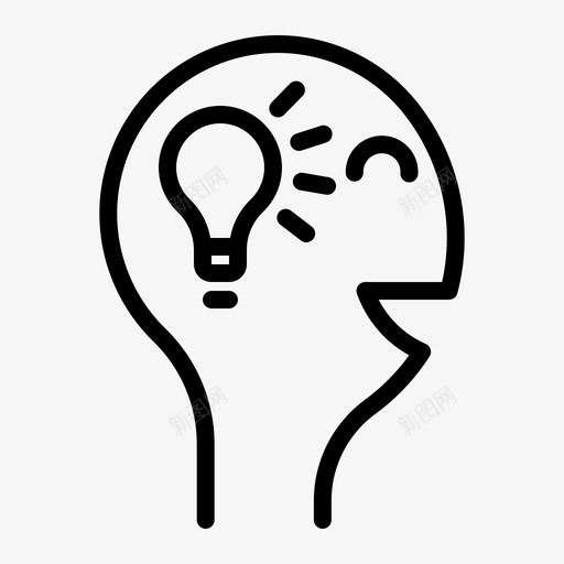 想法发现头脑图标svg_新图网 https://ixintu.com 发明 发现 商业展示 头脑 思考 想法 灯泡